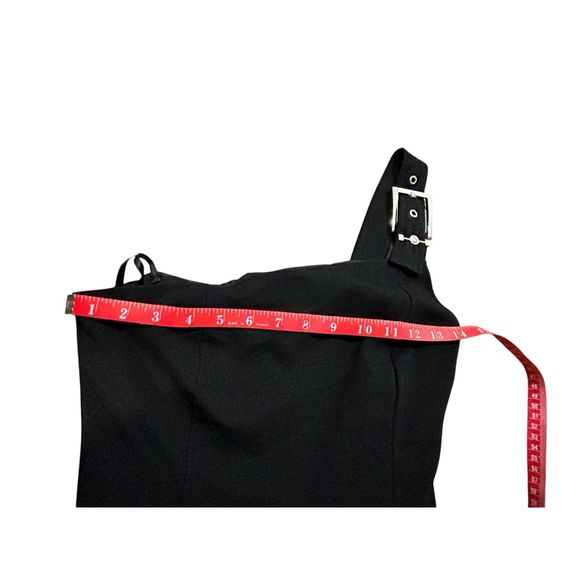 Versus Versace Black One Shoulder Mini Dress with Buckle Size 4 - Picture 7 of 12